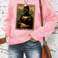 Portrait pattern printed round neck hoodie for women