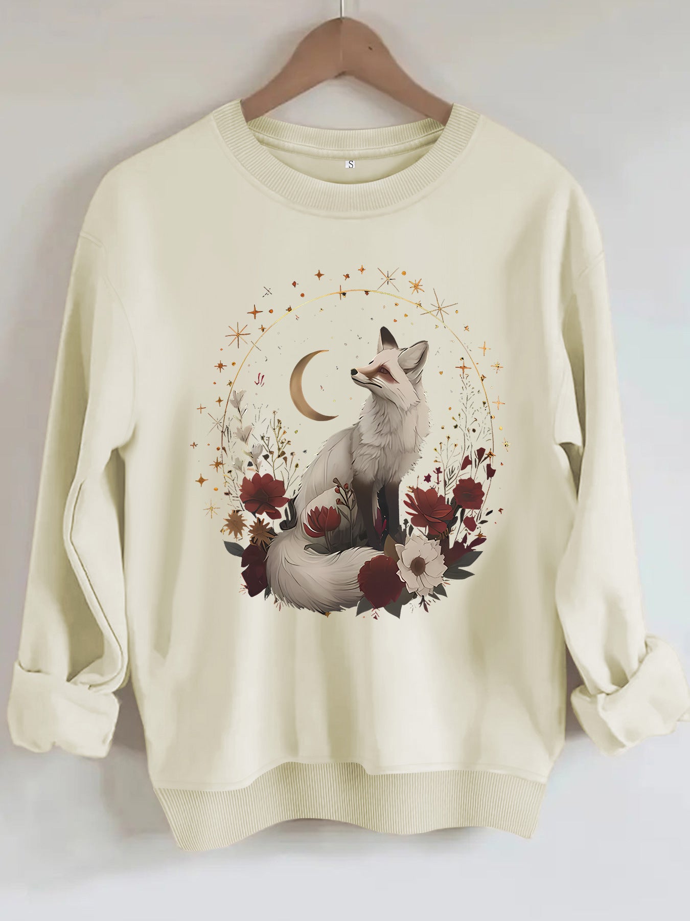 White fox print on hoodie