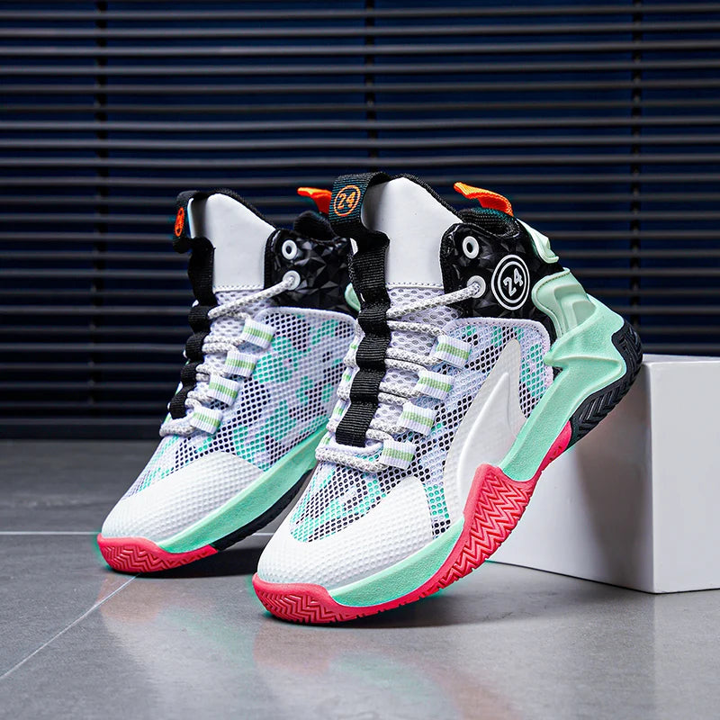 Boys' basketball shoes teenagers' mesh breathable sports shoes