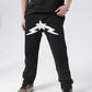 American high street pentagram printed jeans men fashion brand street loose wide leg casual straight trousers