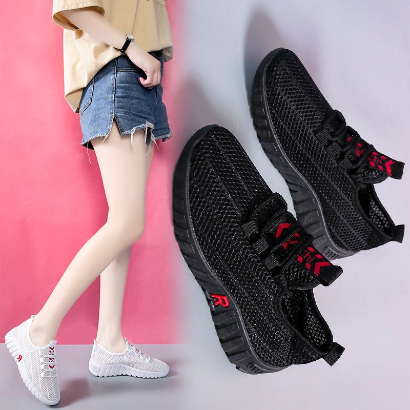 Autumn New Women's Shoes Fashion Single Shoes Casual Sports Travel Shoes Non slip Old Beijing Mesh Running Shoes