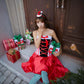 Christmas Cosplay Costume Adorable Red and Green Puff Cake Christmas Dress
