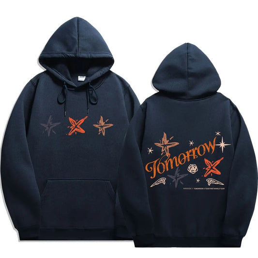 txt act promise print Hip Hop Hoodies Men Fashion Long