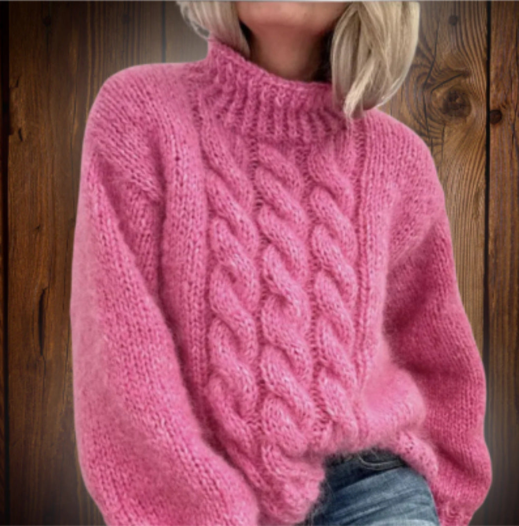 Half high collar pullover straight tube printed neutral style sweater