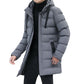 Loose men's medium to long thick warm casual fashion cotton jacket hooded cotton jacket for men