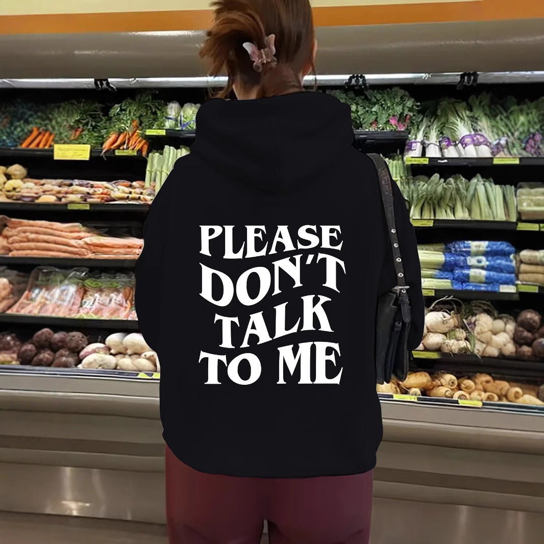 Hooded long sleeved fleece hoodie with letter print on top