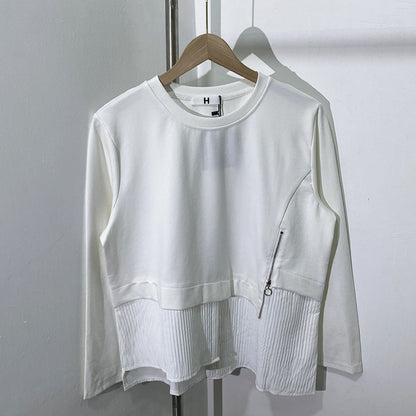 New fashion design long sleeved sweatshirt with irregular hem and loose casual pullover top for women