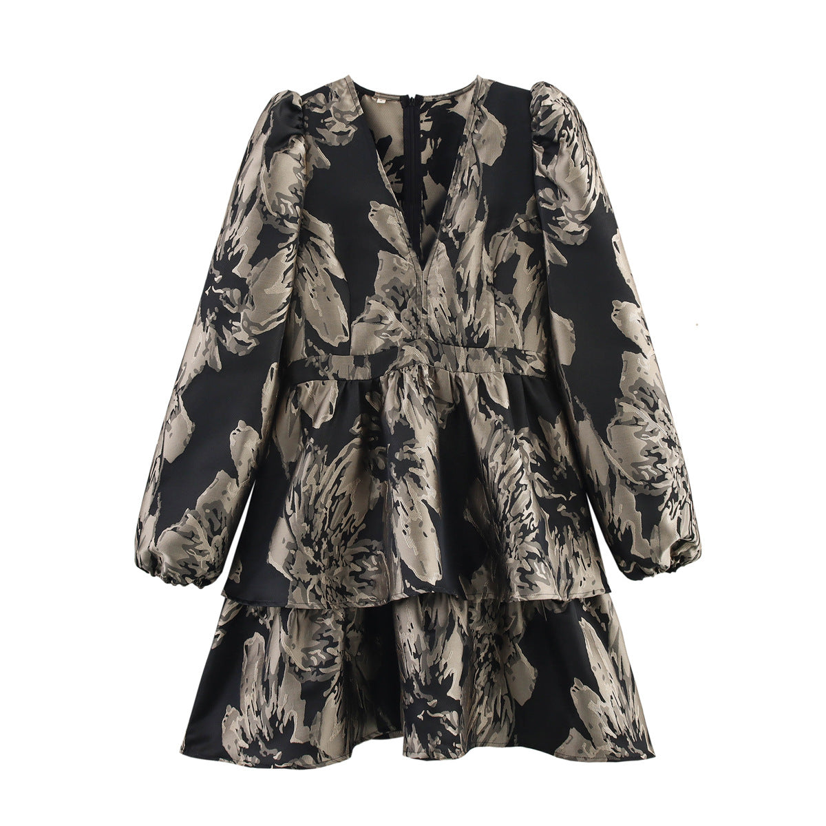 Fashion hem jacquard layered decorative dress for women