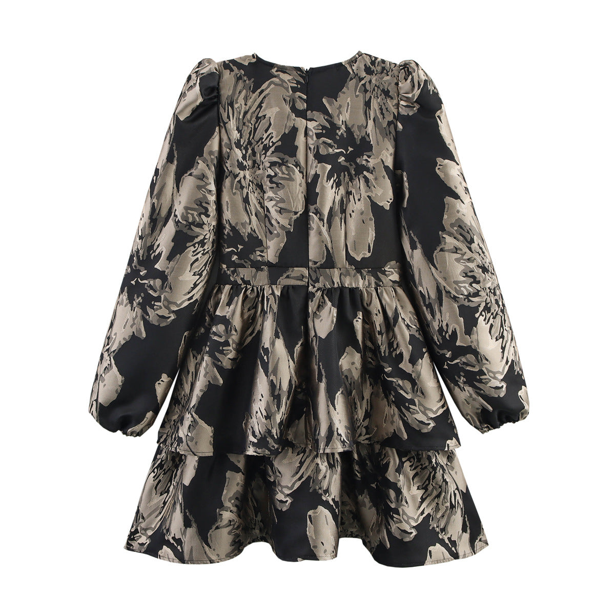 Fashion hem jacquard layered decorative dress for women