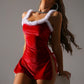 High slit sexy camisole skirt lingerie women love fringed Christmas uniform