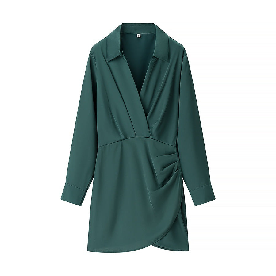 Elegant Fashion Side Pleated Dress for Women