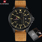 NAVIFORCE Men's Leather Army Military Quartz Watches