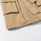 Khaki medium long lapel waist tied windbreaker jacket