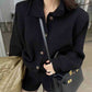 New Springautumn Polo-neck Sweater Jacket Short Two-piece Set
