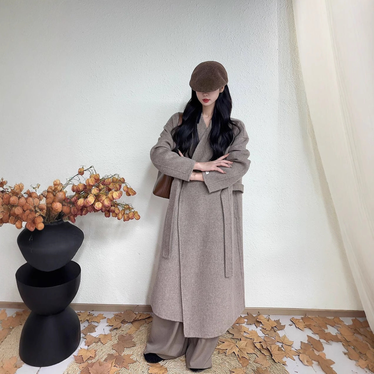 Long Double-sided Wool Coat In Korean Style