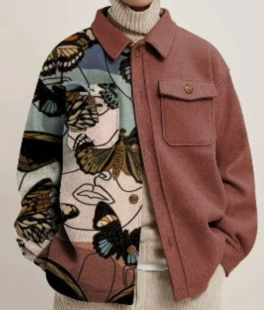 Fashion Trend Lapel Print Jacket Jacket Men