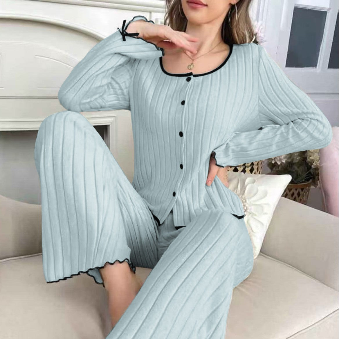 Womens Brushed-soft Ribbed Cardigan For Cozy Sleepwear